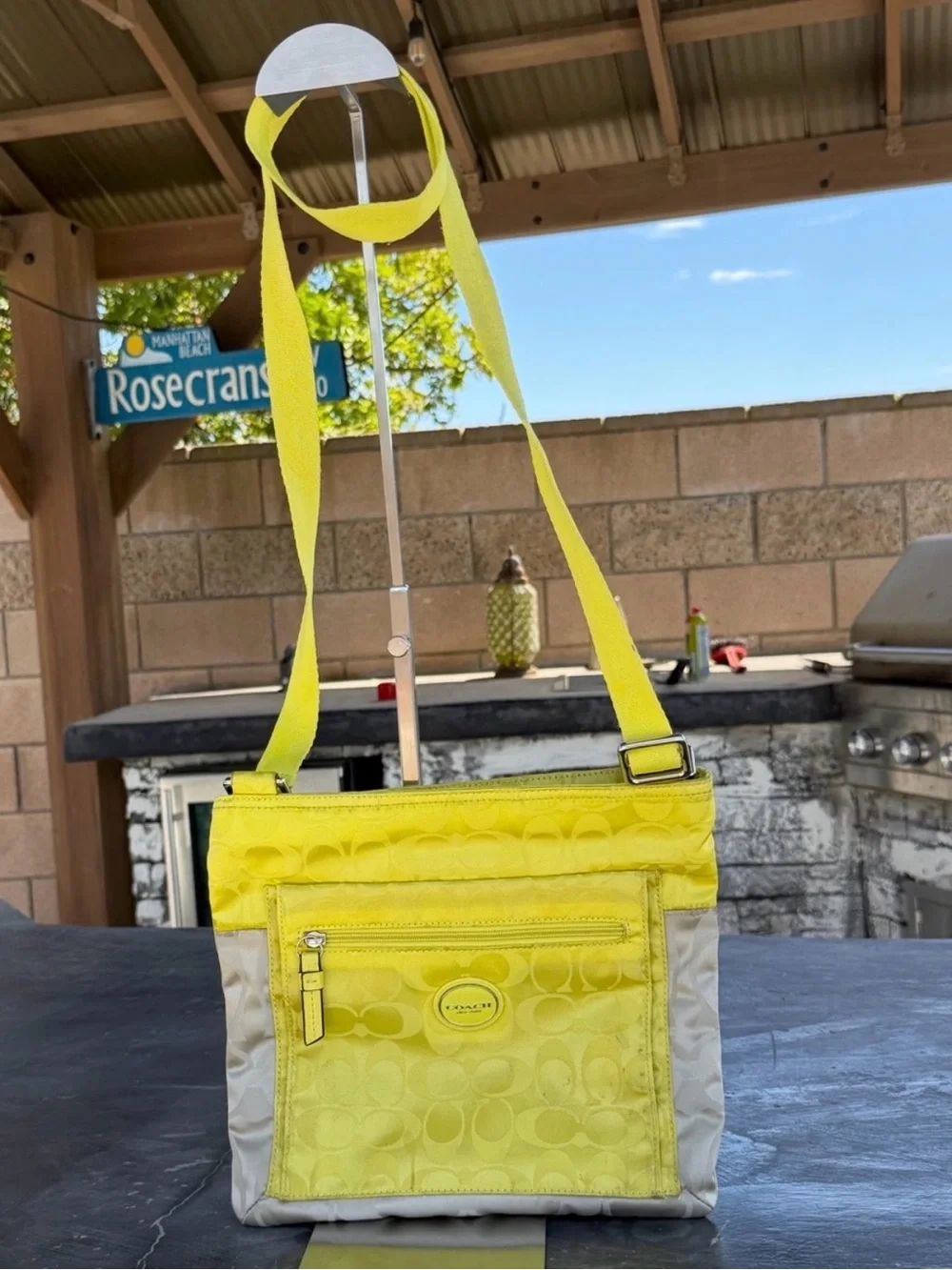 COACH Yellow Signature Nylon Crossbody Bag